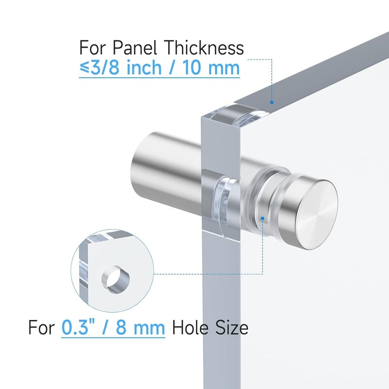 LuckIn 8 Pack Standoff Screws for Acrylic (1/2 in. Dia x 3/4 in. L), Stainless Steel Stand Off Wall Mounts Hardware for Sign Holder, Silver - Image 3